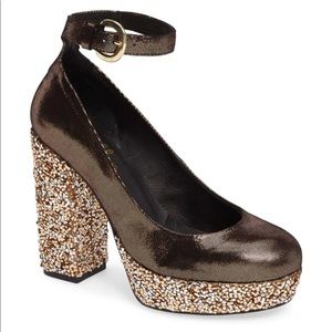 Shellys London Shoes Heel Bronze Glitter Sparkle